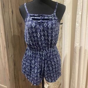 Boho Navy Geometric Print Romper
